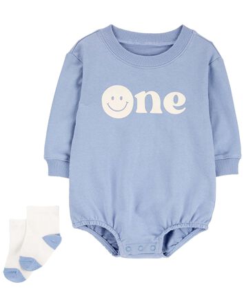 Baby 2-Piece Birthday Bubble & Socks Set, 