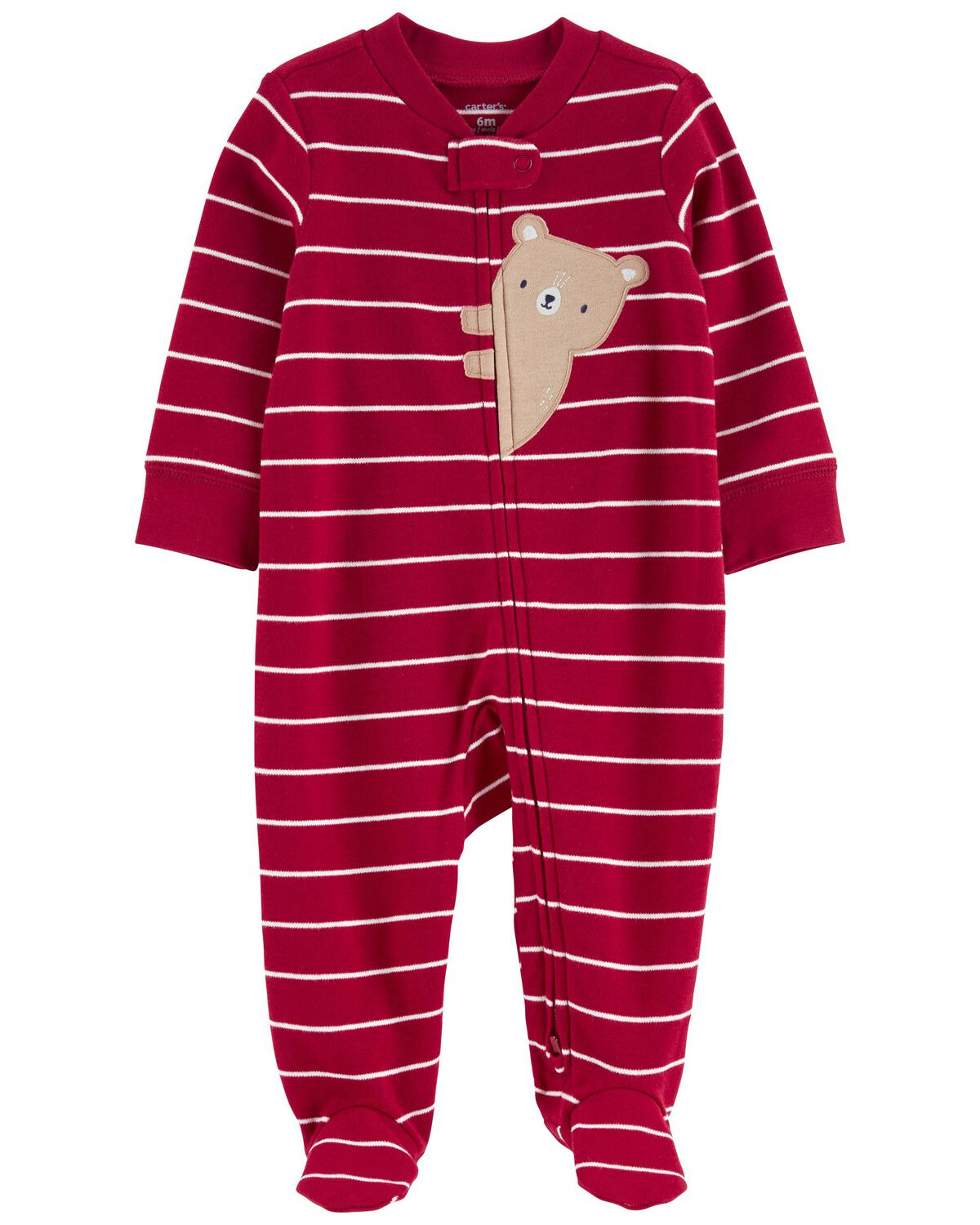 Red Baby Bear 2Way Zip Cotton Sleep & Play