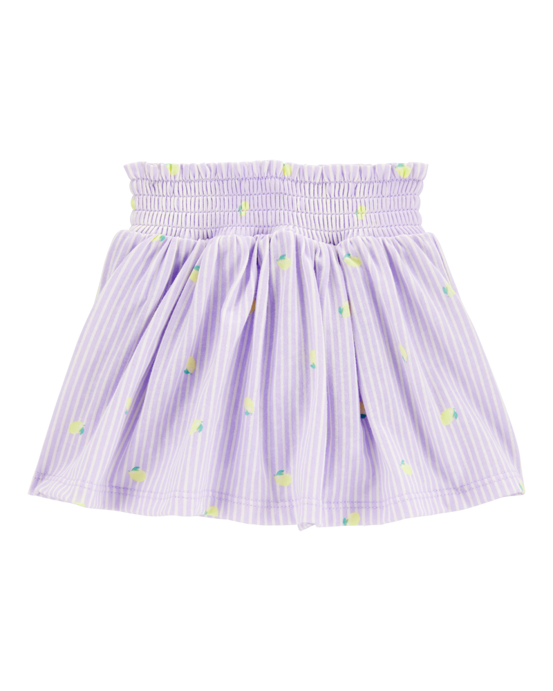 Baby Girl Striped Lemon Print Skort - Purple, image 1 of 4 slides