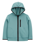 Kid Stretch Tech Zip-Up Hooded Jacket - Teal, image 1 of 3 slides
