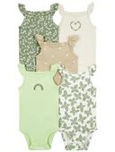 Green - Baby 5-Pack Butterfly Flutter Bodysuits