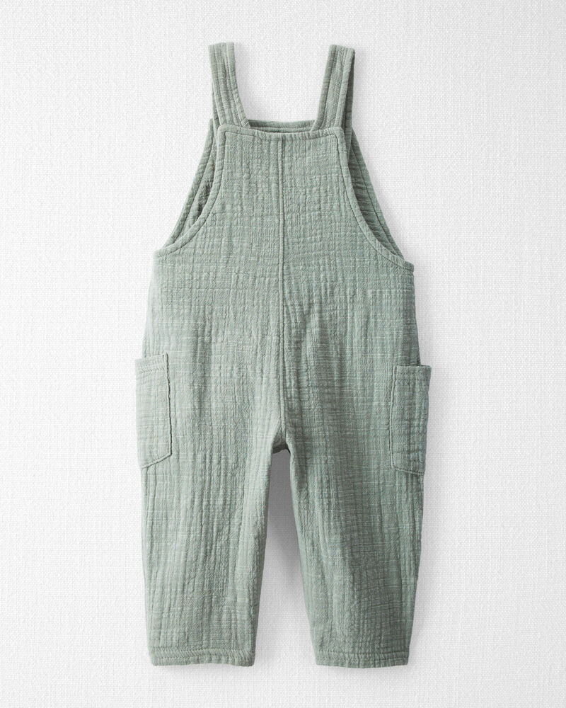 Baby Organic Cotton Textured Gauze Overalls in Sage Pond, image 3 of 5 slides