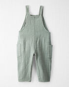 Baby Organic Cotton Textured Gauze Overalls in Sage Pond, image 3 of 5 slides