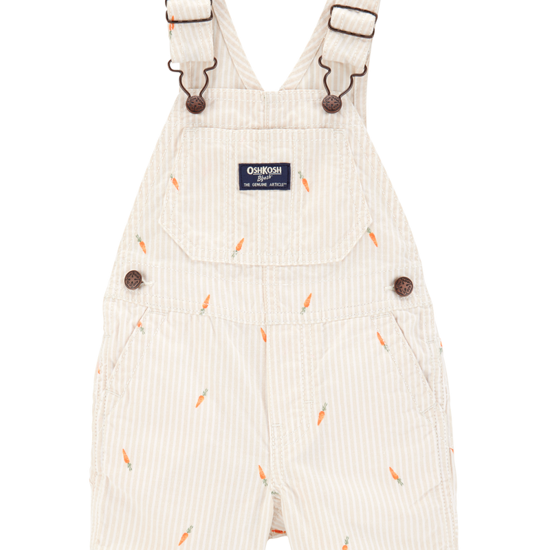 Cream Baby Carrot Print Striped Shortalls - Cream | carters.com Cream Baby Carrot Print Striped Shortalls - Cream | carters.com
