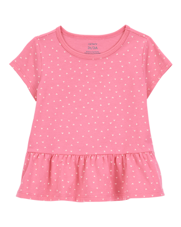 Hearts Peplum Short-Sleeve Tee - Pink, 