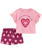 Toddler 2-Piece Love To Dream Heart Loose Fit Pajama Set, image 1 of 2 slides
