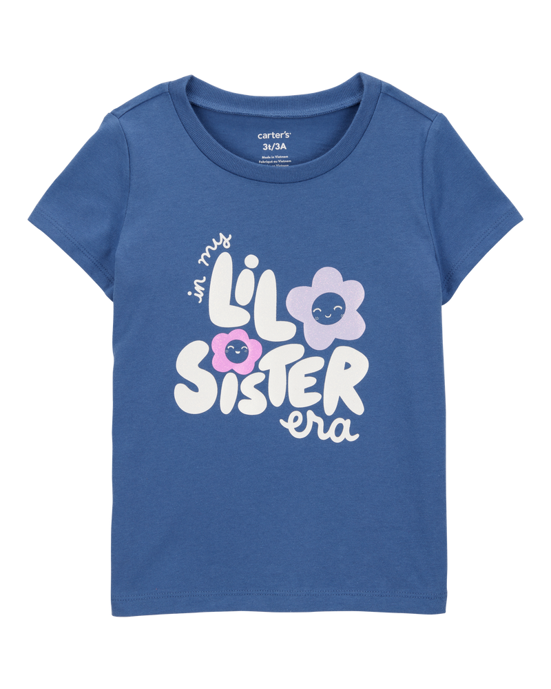 Toddler Girl Lil' Sister Short-Sleeve Graphic Tee - Blue, image 1 of 3 slides