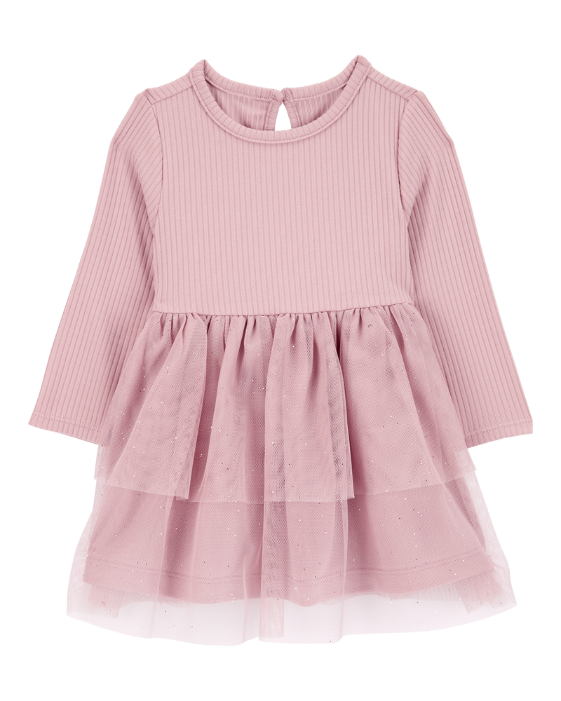 Baby Ribbed Tulle Holiday Dress, image 1 of 5 slides