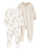 Baby 2-Pack 2-Way Zip Sleep & Play Pajamas, image 1 of 5 slides