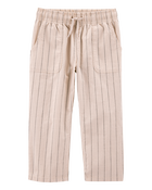 Baby Striped Pull-On Cotton Pants - Tan, image 1 of 4 slides