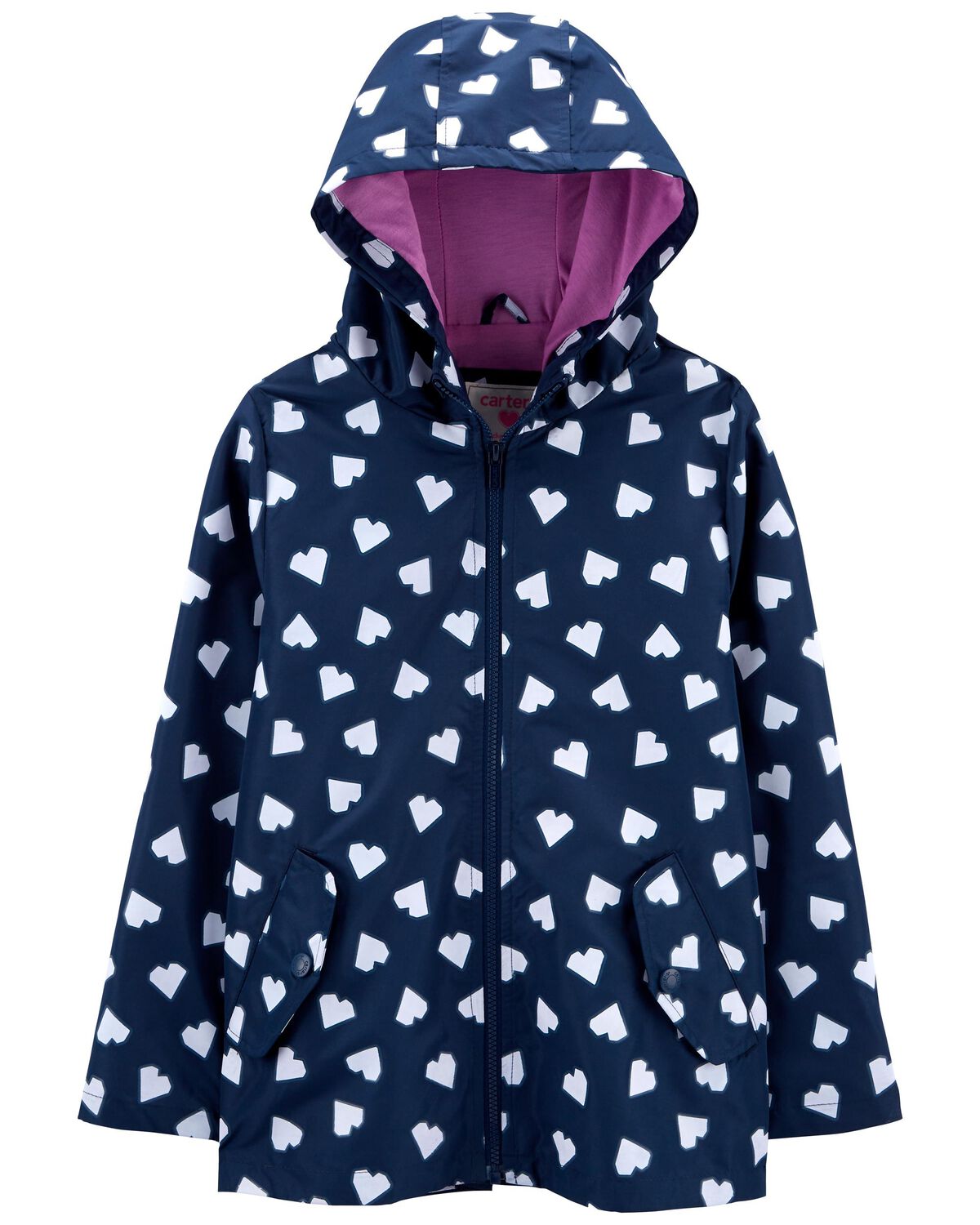 Navy Kid Heart ColorChanging Rain Coat