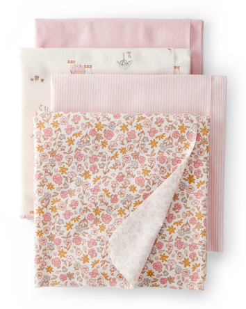 Baby 4-Pack Floral Receiving Blankets - Pink, 