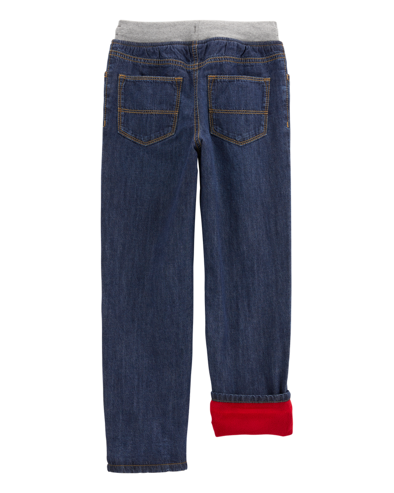 Kid Drawstring Pull-On Jeans - Dark Blue, image 3 of 6 slides