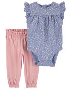 Baby 2-Piece Floral Bodysuit Pant Set, image 1 of 4 slides