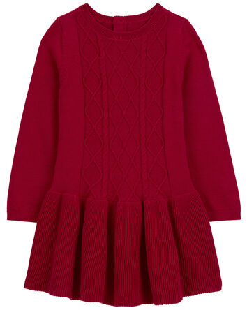 Toddler Cable Knit Sweater Dress, 