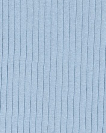 Kid Solid Ribbed Cotton Blend 2-Piece Pajamas - Blue, 