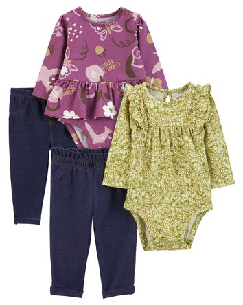 Baby 4-Piece Bodysuit Pant Set, 