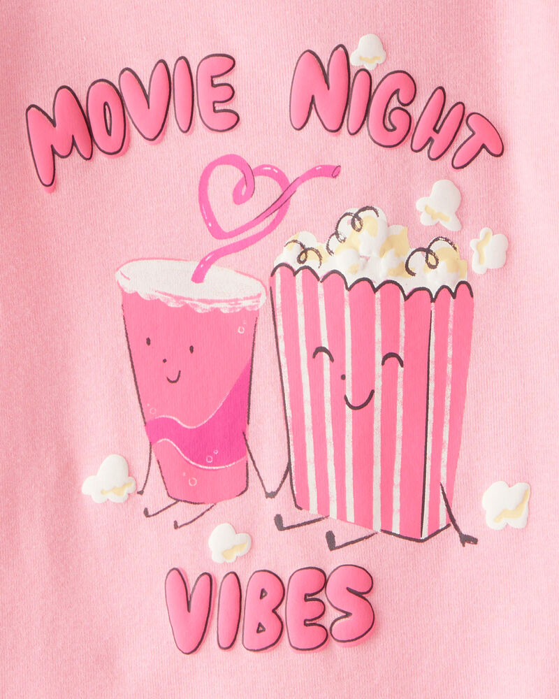 Toddler Girl Movie Print 100% Cotton Long-Sleeve 4-Piece Pajamas - Pink/Black, image 4 of 5 slides