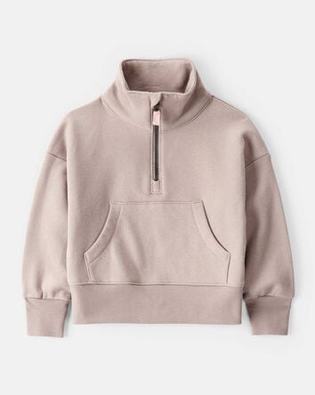 Toddler Girl Long-Sleeve Quarter-Zip Pullover Sweatshirt - Brown, 