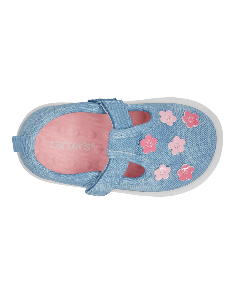 Every Step® First Walker Floral Denim Sneakers - Blue, image 4 of 7 slides
