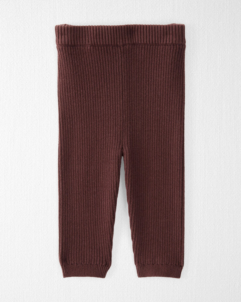 Baby Organic Cotton Sweater Knit Rib Leggings in Deep Burgundy, image 1 of 2 slides