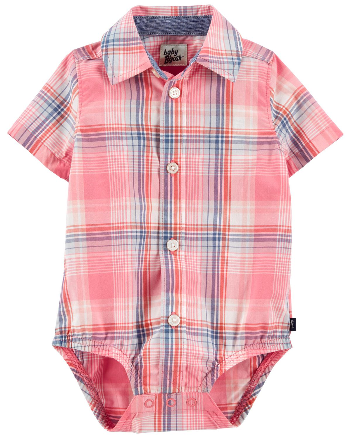 Multi Baby Plaid ButtonFront Bodysuit