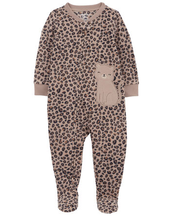 Toddler 1-Piece Cheetah Print Fleece Footie Pajamas
, 