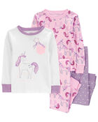 Toddler 4-Piece Unicorn 100% Snug Fit Cotton Pajamas, image 1 of 4 slides