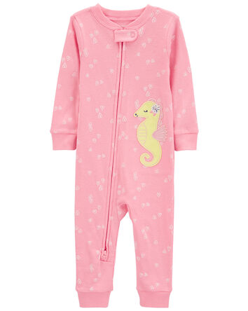 Baby 1-Piece Sea Horse 100% Snug Fit Cotton Footless Pajamas, 