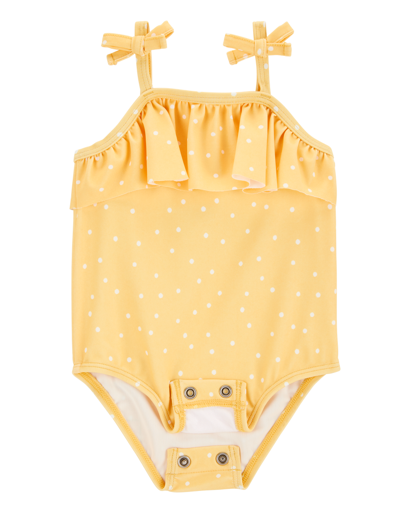 Baby 1-Piece Polka Dot Swimsuit - Yellow, image 2 of 5 slides