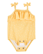 Baby 1-Piece Polka Dot Swimsuit - Yellow, image 2 of 5 slides