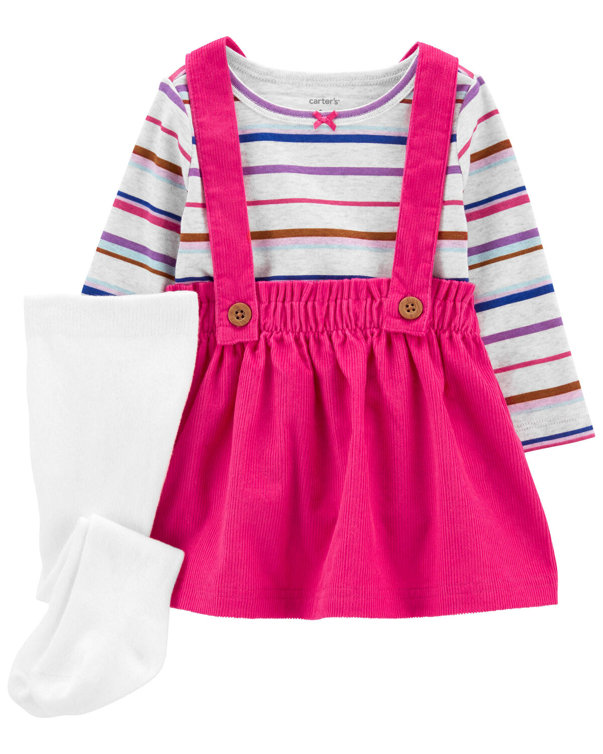 Green/Grey Baby 3Piece Tee & Striped Jumper Set