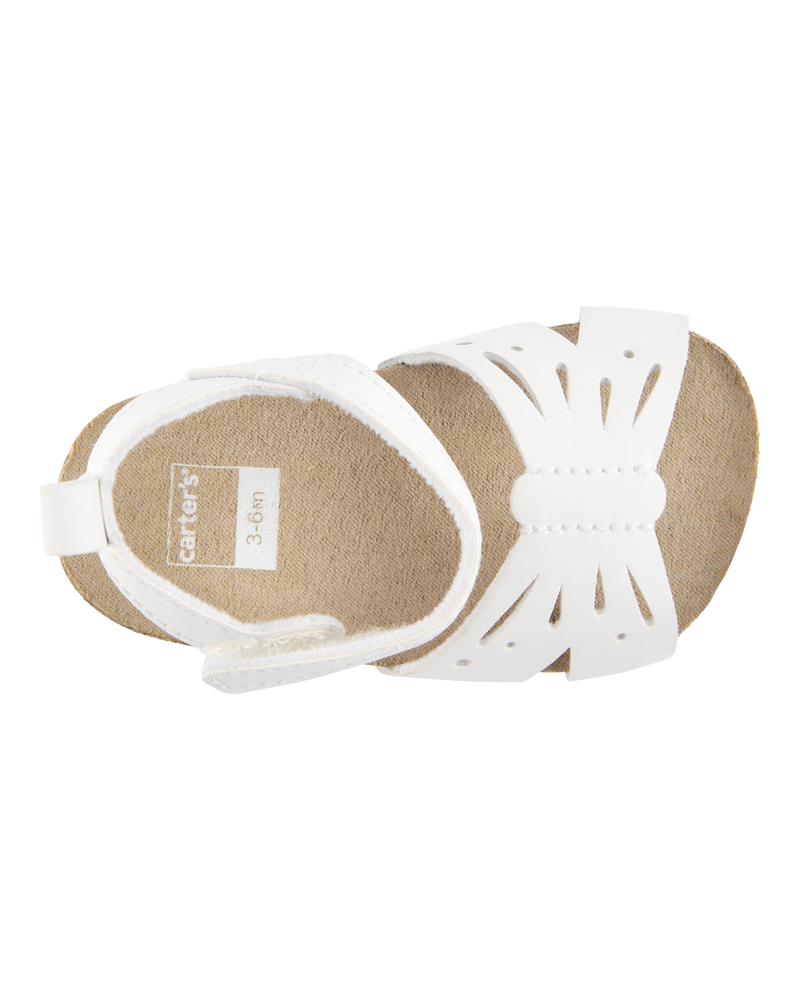 Baby Butterfly Faux Cork Sandals - White, image 4 of 7 slides