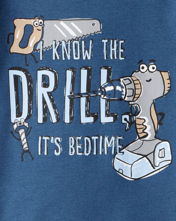 Baby Boy Construction Print 100% Cotton Long-Sleeve Snug Fit 4-Piece Pajamas - Blue/Grey, 