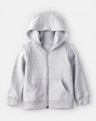 Toddler Boy Solid Fleece Long-Sleeve Zip Hoodie - Grey, image 1 of 3 slides