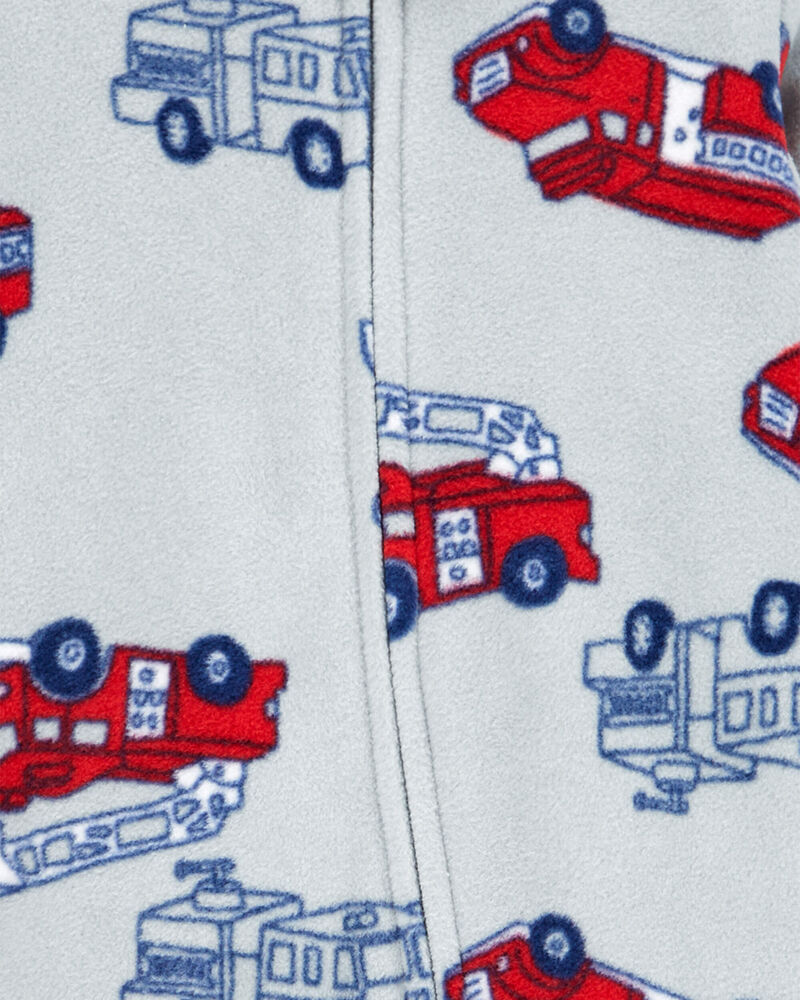 Baby Firetruck Fleece Zip-Up Footie Sleep & Play Pajamas, image 2 of 4 slides