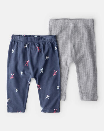 Baby Boy 2-Piece Football PurelySoft Pull-On Pants - Navy/Grey, 