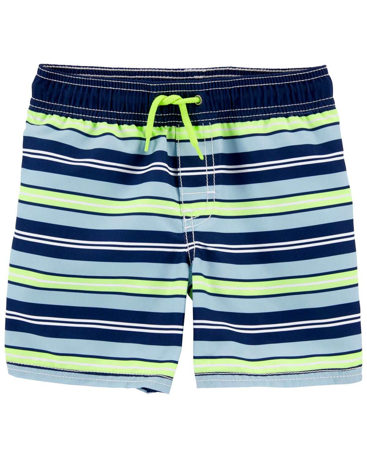 Blue Kid Striped Swim Trunks