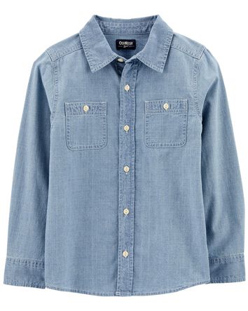 Button-Front Chambray Shirt, 