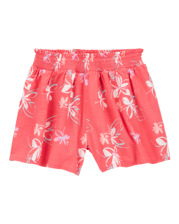 Kid Floral Linen Look-Alike Flowy Pull-On Shorts, 