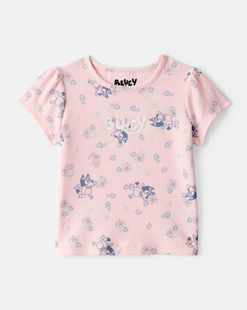 Toddler Bluey Floral Print Short-Sleeve Graphic Tee - Pink, 