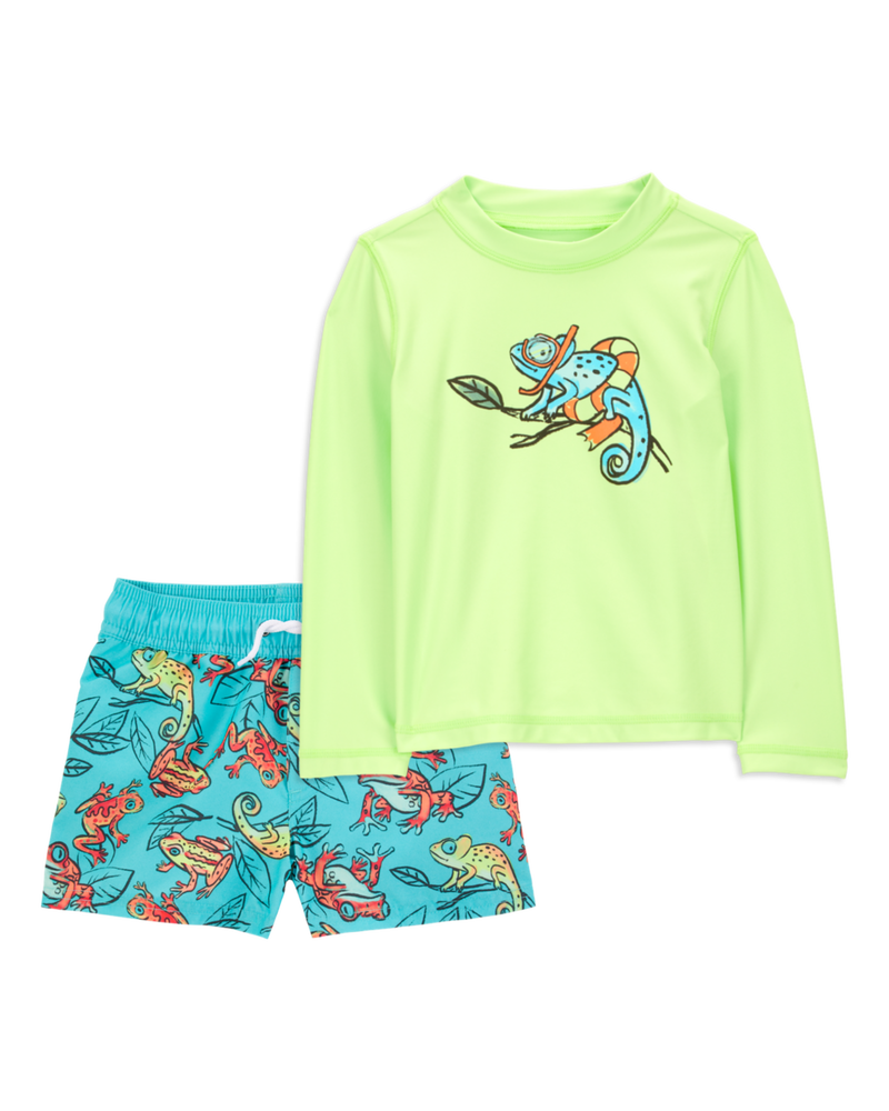 Toddler 2-Piece Iguana Long-Sleeve Rashguard & Trunks Set
, image 1 of 7 slides