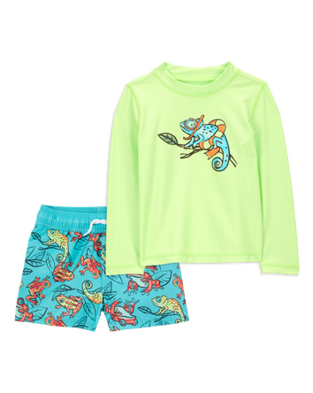 Toddler 2-Piece Iguana Long-Sleeve Rashguard & Trunks Set
, 