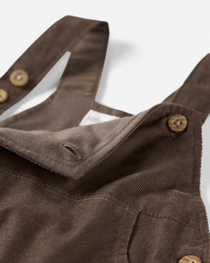 Baby Organic Cotton Corduroy Overalls in Brown, image 3 of 5 slides