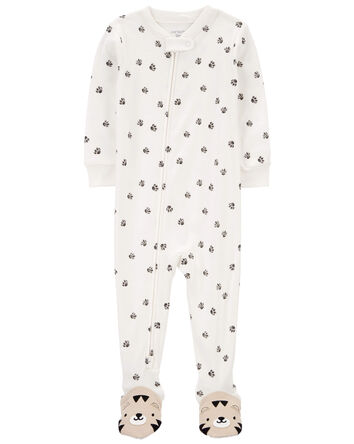 Toddler 1-Piece Tiger Paw 100% Snug Fit Cotton Footie Pajamas, 