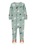 Baby Boy 1-Piece Dog Print 100% Snug Fit Cotton Footie Pajamas - Blue, image 1 of 4 slides