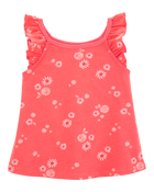 Toddler Floral Flutter-Sleeve Tank - Orange, image 1 of 3 slides