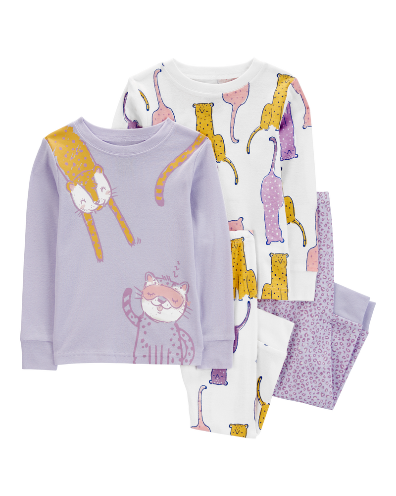 Baby 4-Piece Cat 100% Snug Fit Cotton Pajamas, image 1 of 4 slides