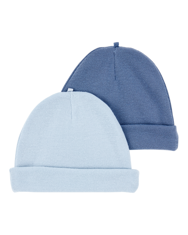 Baby 2-Pack Caps - Blue, image 1 of 2 slides