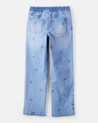 Girls Butterfly Print Denim Pull-On Jeans - Blue, image 2 of 4 slides